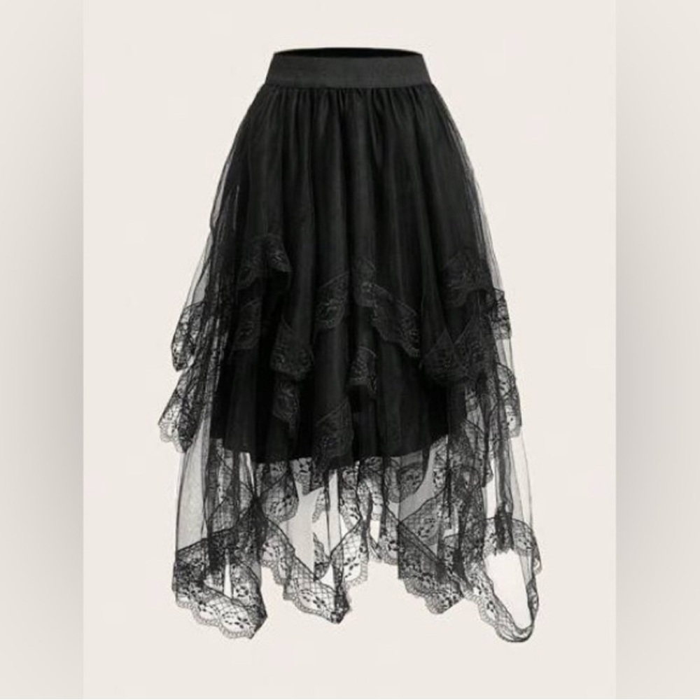 Elegant Black Lace Skirt